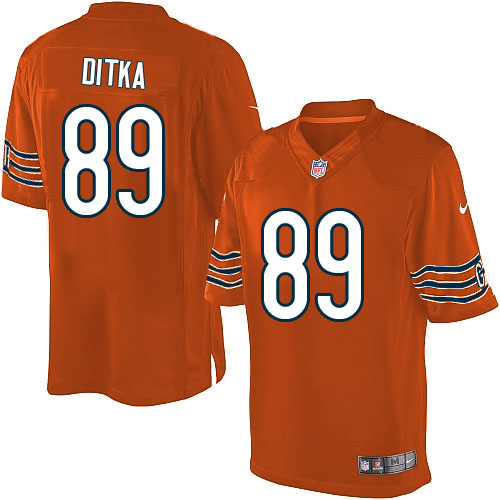 Men's Limited Mike Ditka Nike Jersey Orange Alternate - #89 NFL Chicago Bears